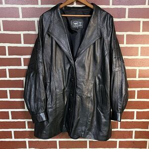 Men's Vintage NOEPIEL Spain Collared Black Sheep’s Leather Jacket Size XL